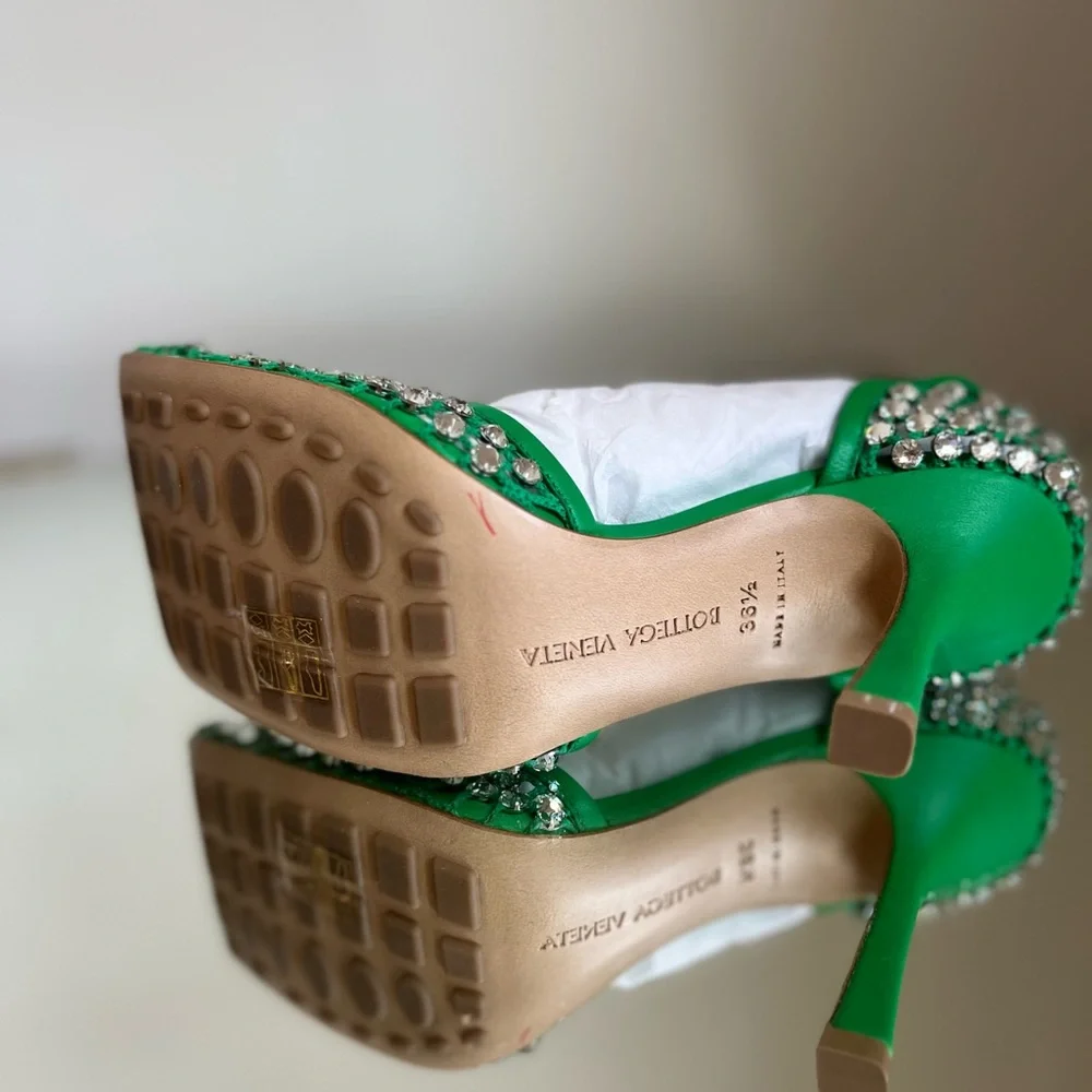 New Bottega VENETA crystal Sandal Rhinestone mesh and leather sandals $1,950